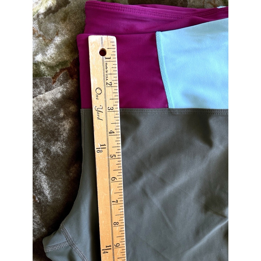 PrAna Womens Colorblock Cropped  Leggings Size‎ L Green Gym Yoga Athletic Wear - Picture 9 of 11
